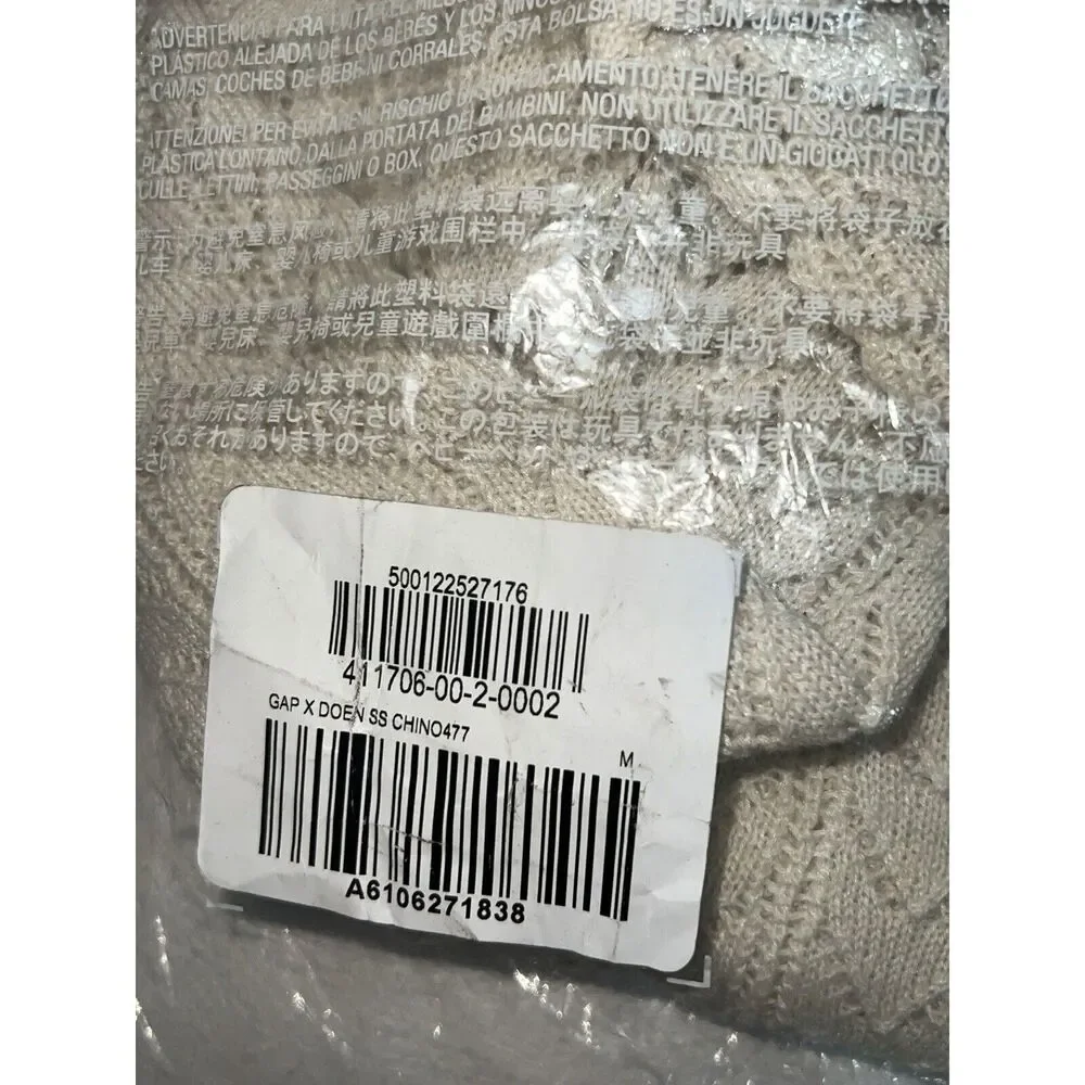 NWT! Gap × DÔEN Linen-Blend Pointelle Sweater MEDIUM Chine Beige $80 sold out - Picture 8 of 9